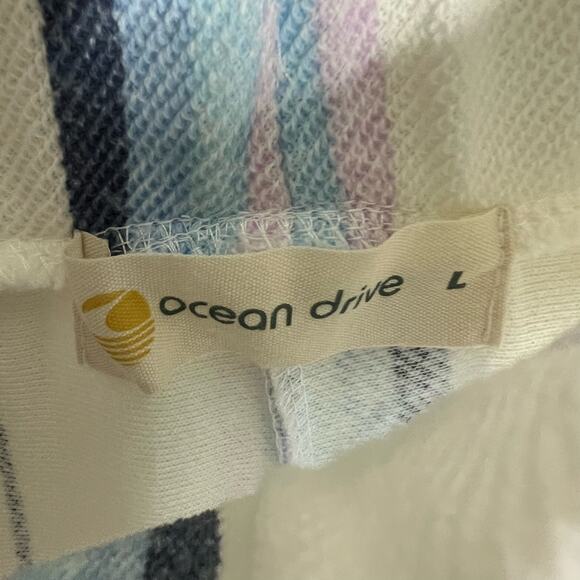 NWT Ocean Drive French Terry Pants LARGE Beach Rhone Island Striped Wide Leg - Picture 8 of 9